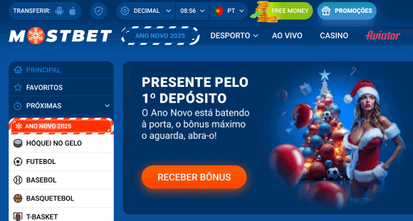 Mostbet Barra de menu